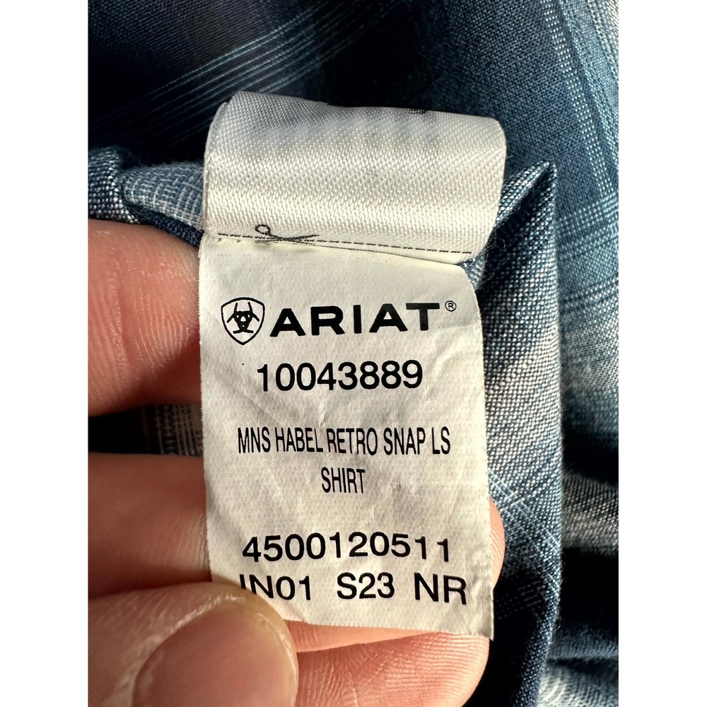 Ariat Pearl Snap Shirt 2XL Blue White Retro Slim Fit Habel Western Cowboy New - Picture 11 of 11